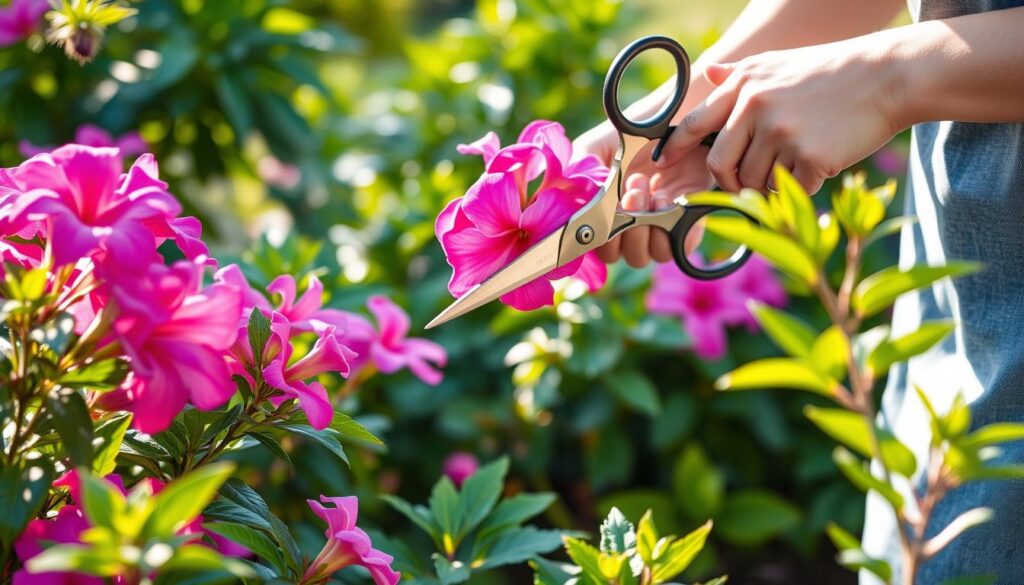 Cutting Pink Flowers